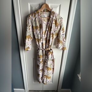 PrintFresh Organic Cotton Robe Bagheera Print (Tiger/Floral) Blush Size XXS/XS